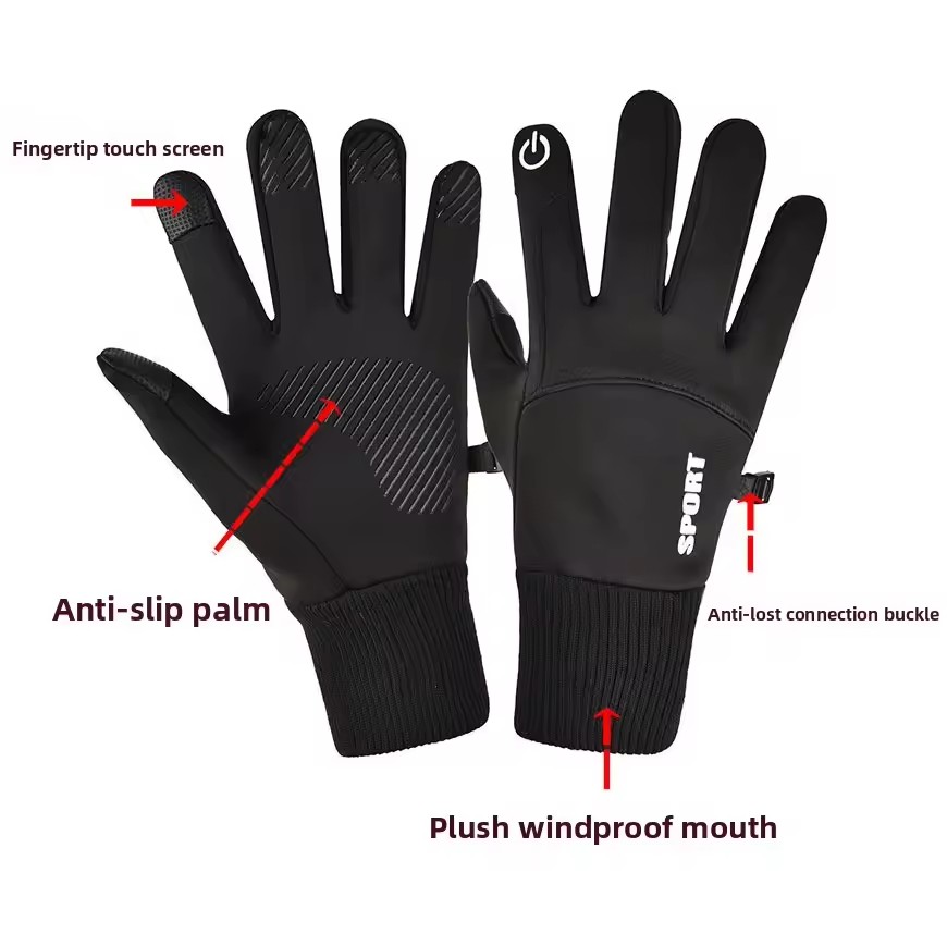 Black Winter Warm Full Fingers - Ski Glove Waterproof ulasan dan harga