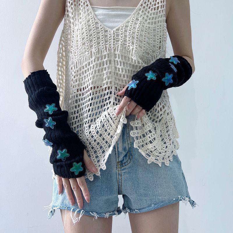Keep Warm Star Arm Warmer Wome - Fingerless Glove Knit ulasan dan harga