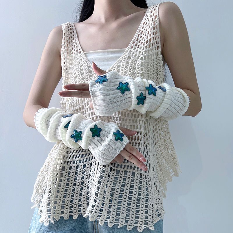 Keep Warm Star Arm Warmer Wome - Fingerless Glove Knit ulasan dan harga