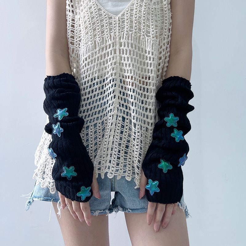 Keep Warm Star Arm Warmer Wome - Fingerless Glove Knit ulasan dan harga