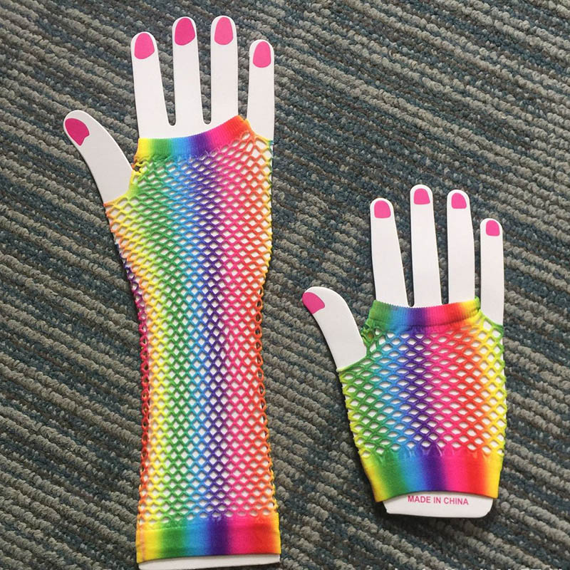 1 Pair Women Long Fishnet Net  - Fingerless Glove Knit ulasan dan harga